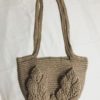 Sac au crochet au feuilles 3D en relief écru – Image 4