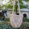 Sac au crochet au feuilles 3D en relief écru