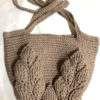 Sac au crochet au feuilles 3D en relief écru – Image 5