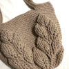 Sac au crochet au feuilles 3D en relief écru – Image 7