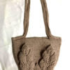 Sac au crochet au feuilles 3D en relief écru – Image 8