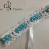 serre-tête blanc avec tresse bleu turquoise ciel au crochet – Image 3
