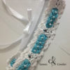 serre-tête blanc avec tresse bleu turquoise ciel au crochet – Image 2