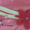 Serre-tête fleur rose et blanc fait main au crochet – Image 5