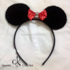 Bandeau souris au papillon rouge petit point au crochet