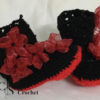 Bottes rouge et noir aux fleurs organza au crochet