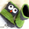 Bottes hiboux vert au crochet