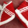 Bottes bébé rouge et blanc rayé au crochet – Image 3