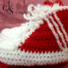 Bottes bébé rouge et blanc rayé au crochet – Image 5
