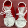 Bottes bébé rouge et blanc rayé au crochet – Image 6