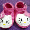 Chaussure le petit chat rose au crochet