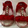Sandales bébé estivale rouge perlé au crochet – Image 2