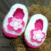 Chaussures bébé blanc au fleur tridimensionnelle au crochet – Image 3