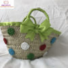 Couffin de plage en palmier décoré au crochet