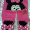 Bonnet et écharpe souris rose et noir au crochet Hand-Made