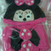 Bonnet et écharpe souris rose et noir au crochet Hand-Made – Image 2