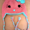 Bonnet chat rose et bleu au crochet Hand-Made