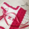 Robes bébé mignon au crochet blanc et rose fushia – Image 3