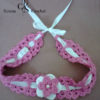 Serre-tête rose avec fleur rose et blanc au crochet