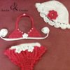 Maillot bébé fille rose fushia et blanc au crochet
