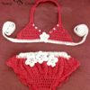 Maillot bébé fille rose fushia et blanc au crochet – Image 3
