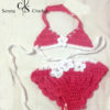 Maillot bébé fille rose fushia et blanc au crochet – Image 6