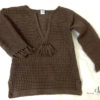 Pull femme marron aux pompons au crochet – Image 4