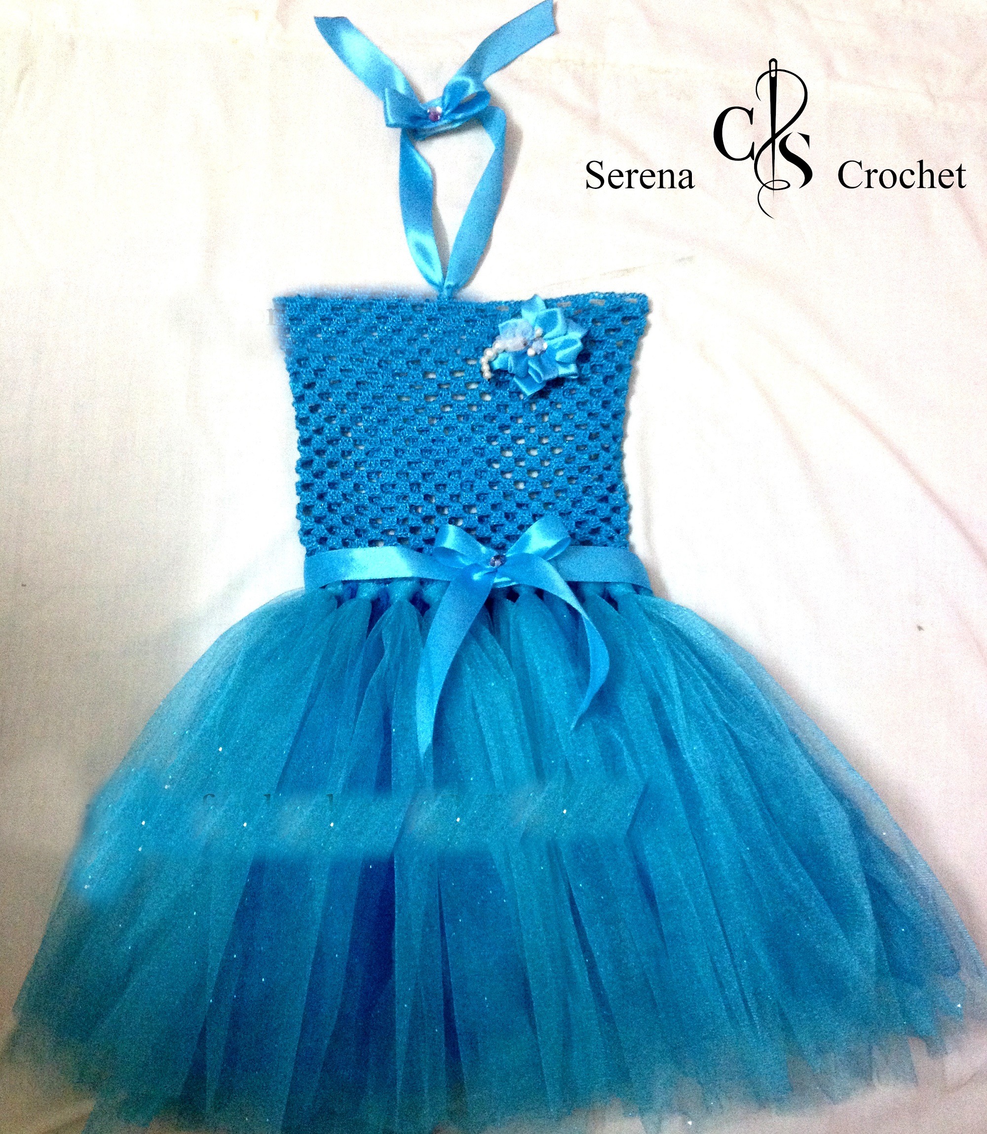 Robe tutu bleu princesse au crochet - Serena Crochet