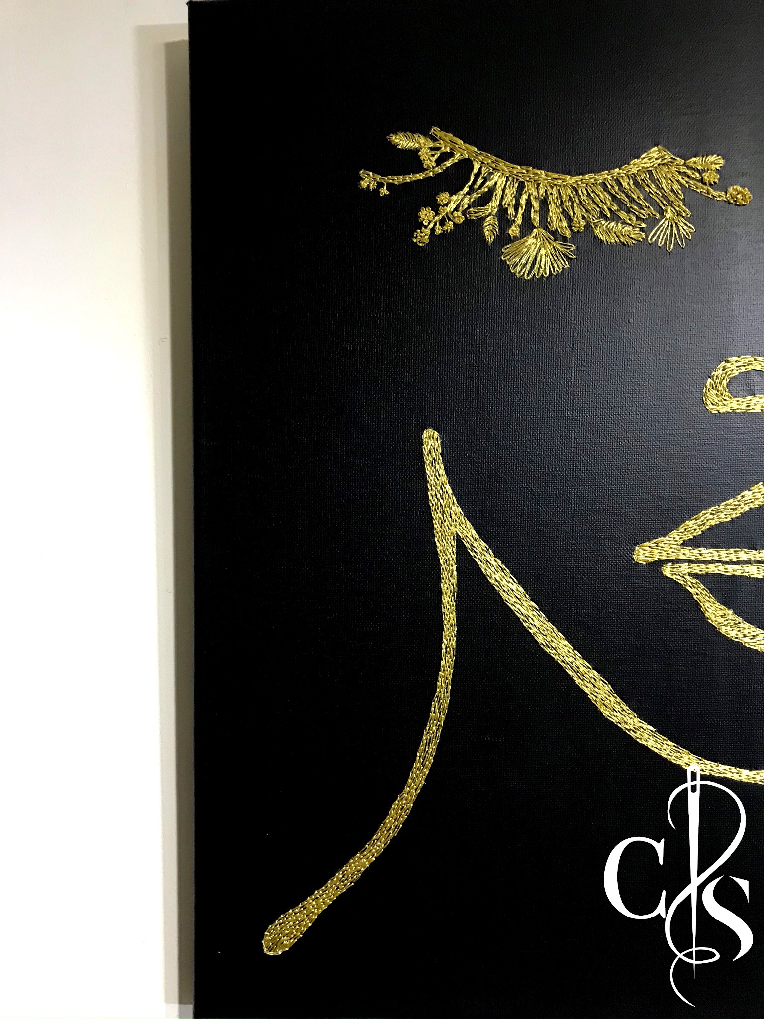 Décoration Séjour Tapis Luxe Fait Main Feuille Or Fond Noir