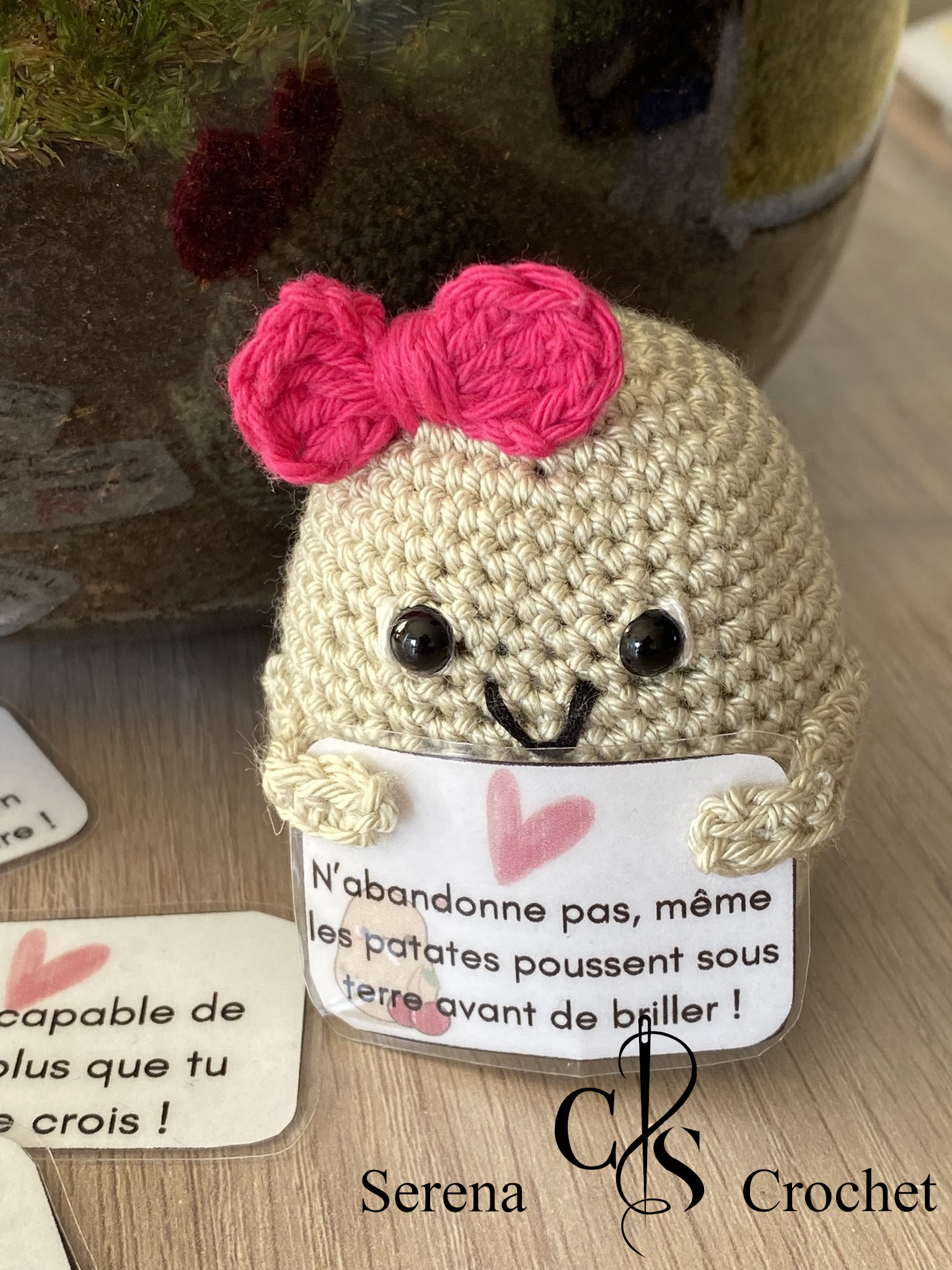 Patate positive au crochet en Porte-clés ou en décoration