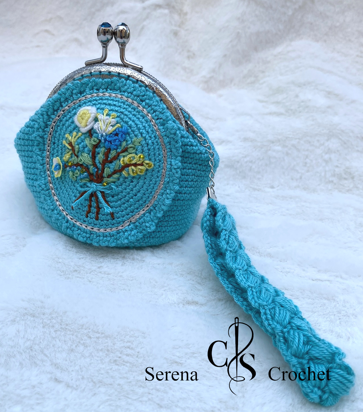 Porte-monnaie "Florence" en crochet en motif floral brodé – Image 2