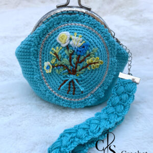 Porte-monnaie "Florence" en crochet en motif floral brodé