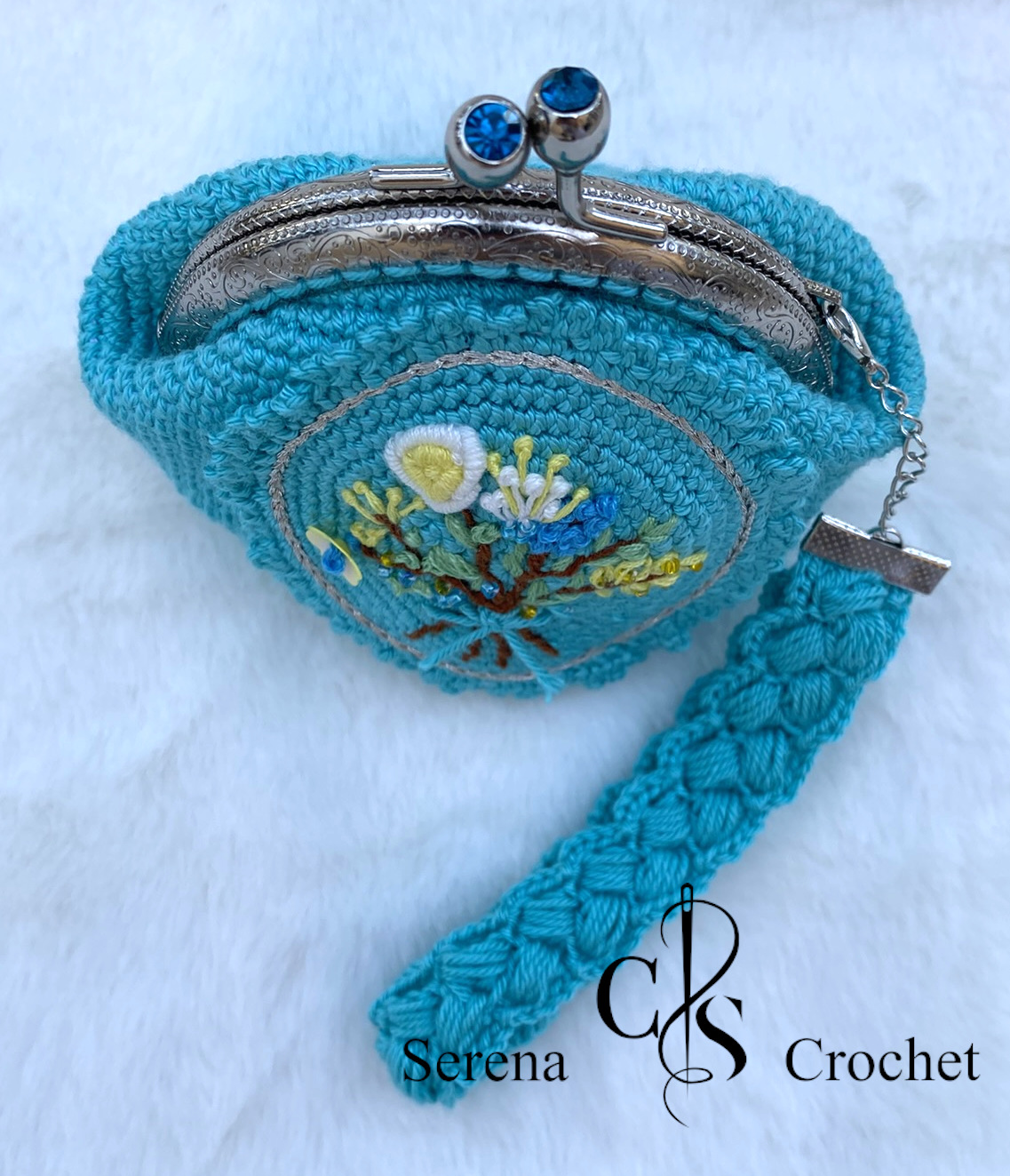 Porte-monnaie "Florence" en crochet en motif floral brodé – Image 5
